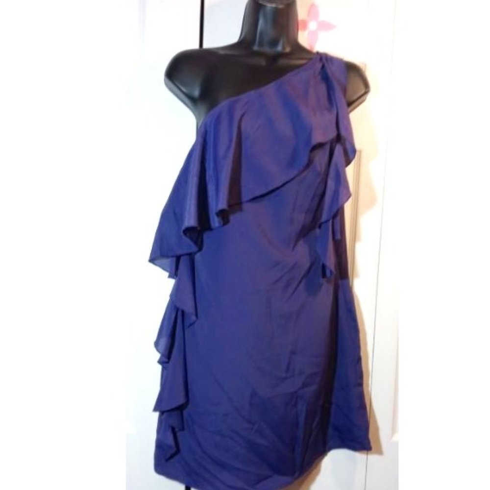 RORY BECA ONE SHOULDER PURPLE RUFFLE DRESS SZ M